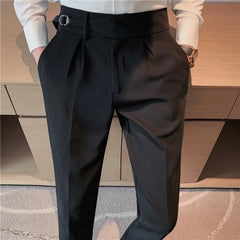 Threebooy British Style Business Casual Slim Fit Men Dress Pants Formal Wear Fashion All Match Straight Office Trousers Gentlemen 29-36