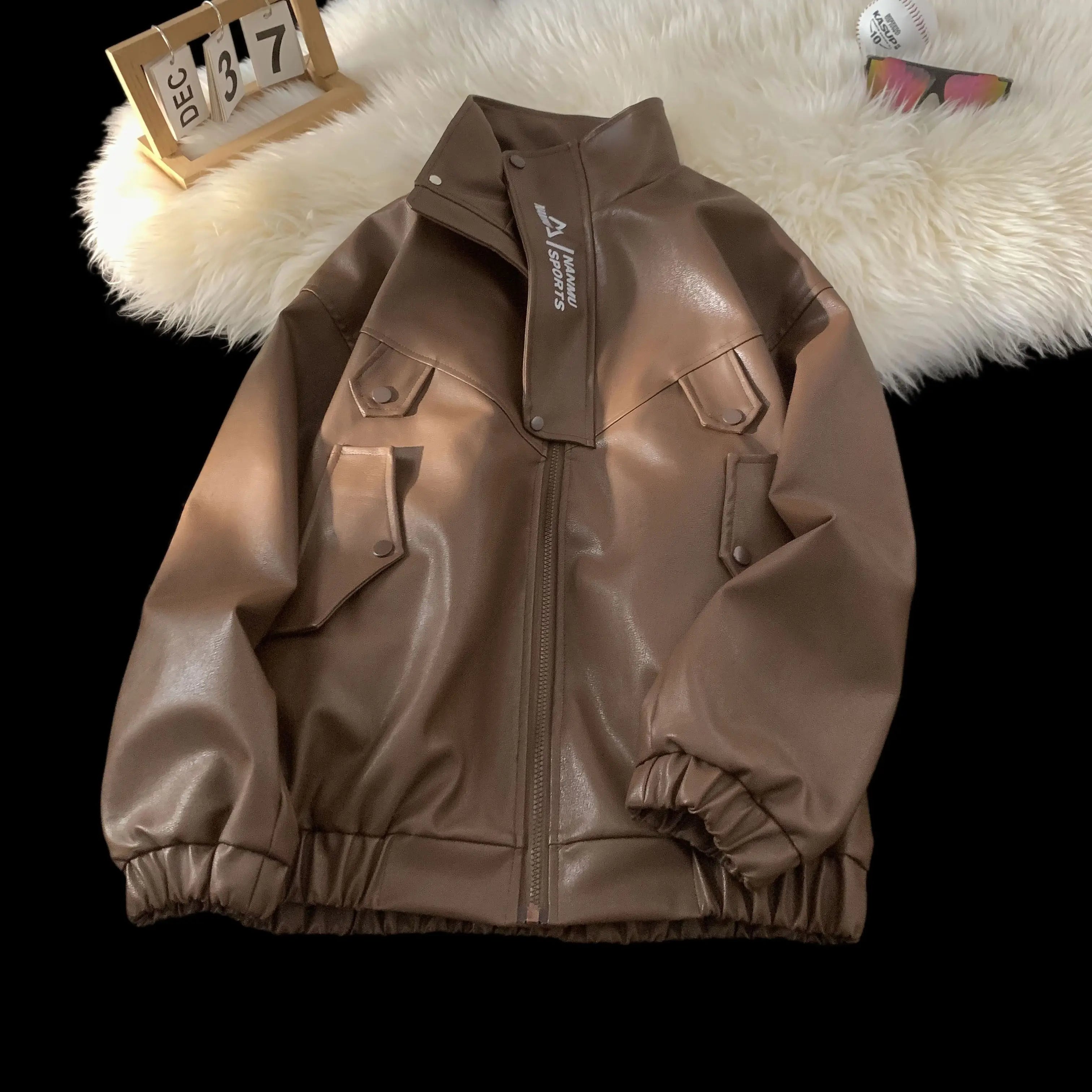 Threebooy American Vintage Leather Jacket Men Women 2025 Spring Autumn Fashionable High-end Retro High Street Casual Top Jacket Aesthetic