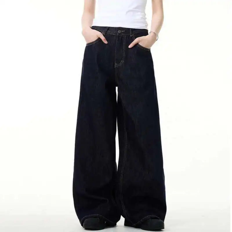 Threebooy  Simple Men's Denim Pants Vintage Washing Wide Leg Loose Jeans Casual Straight American Style Male Trousers New 2025