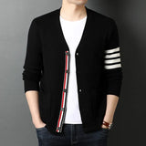 Threebooy Top Grade New Autum Winter Brand Fashion Knitted Men Cardigan Sweater Black Korean Casual Coats Jacket Mens Clothing M-3XL