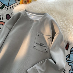 Threebooy Multicolour Solid Colour Pocket Embroidery Printed Sweatshirt College Style Round Neck Top Trendy Fashion Men's Clothing