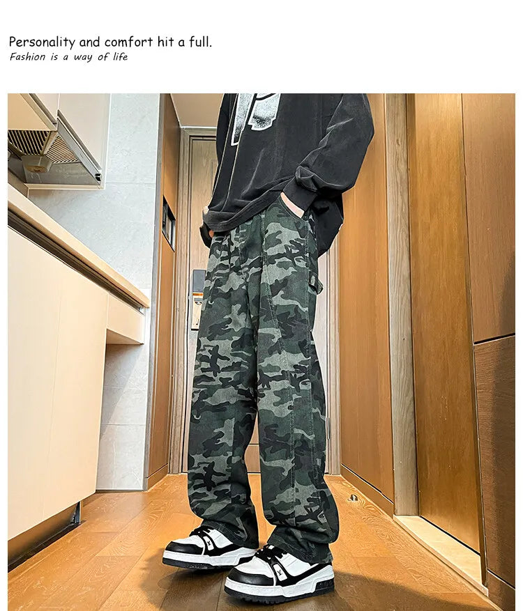 Threebooy Jeans Men straight Pants patchwork male jean Fit Patchwork Streetwear Men's Trousers Denim Large size Hip Hop