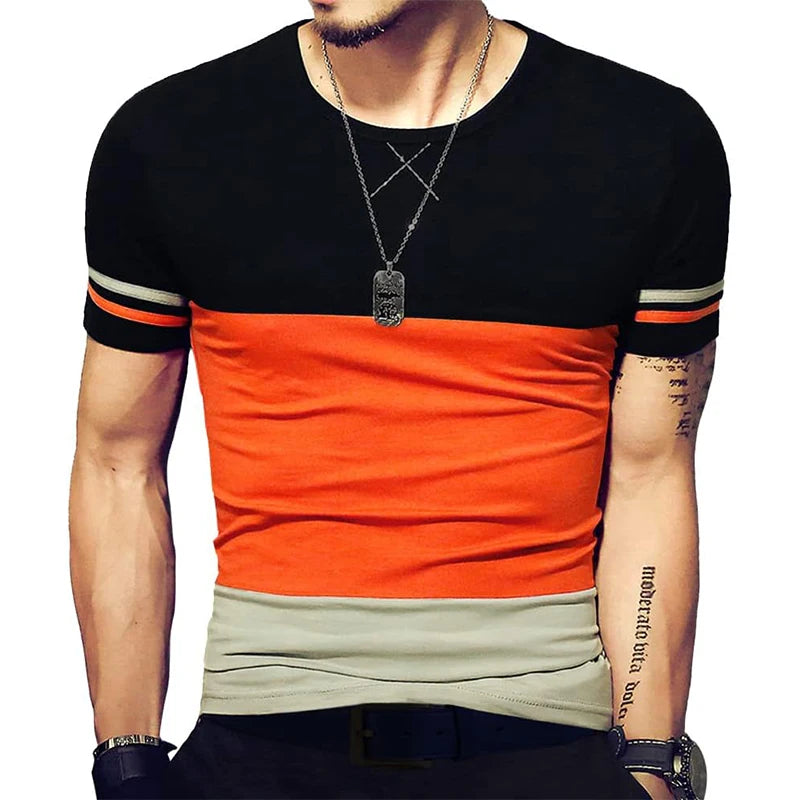 Threebooy  Summer New Fashion Men's T Shirt Casual Patchwork Short Sleeve T Shirts Men Streetwear Hip Hop Top Tees M-5XL