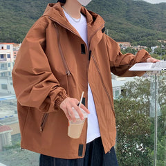 Threebooy Hooded Jackets Loose Fitting Men's Clothing  Korean Style Clothes Outerwear Man Hoodie Spring Popular Coats Models 2024