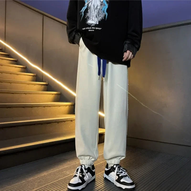 Threebooy Male Trousers Wide Polyester Men's Casual Pants Cropped Xxxl Cheap Harajuku Fashion Original Clothing 2024 Baggy Vintage Classic