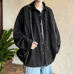 Threebooy  Corduroy Shirt Boys Spring Autumn American Retro Long-sleeved Shirt Japanese Casual Jacket