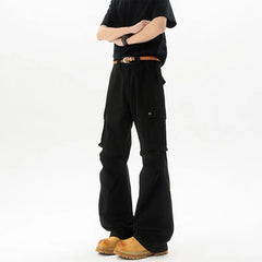 Threebooy  Cotton Wide Leg Cargo Pants man Loose Fit Multi Pocket Casual Streetwear Comfortable Workwear Trousers Men Trendy Fashion