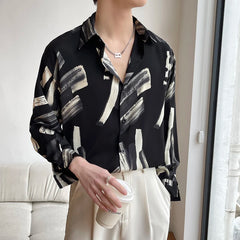 Threebooy Slim Fit Long Sleeve Printed Shirt Men Comfortable Trendy Fashion Youth Casual Stylish Top New Design Hot Sale Modern