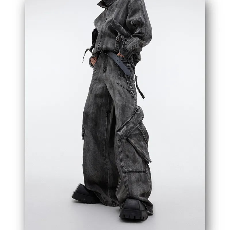 Threebooy Men's Signature Baggy Gray Denim 2-Piece Set