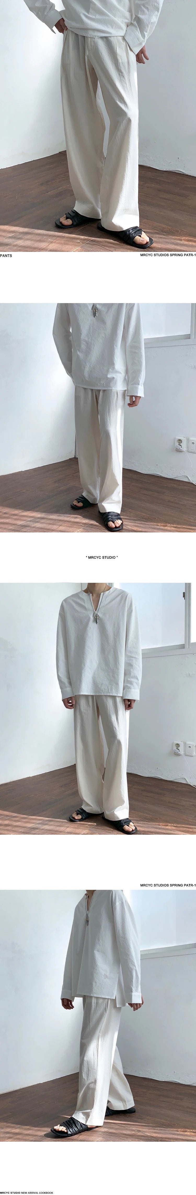 Threebooy Summer Thin Linen Men's Pants Loose Straight Pants Korean Cotton Linen Casual Trousers Draped Wide-leg Pants Aesthetic Urban