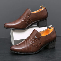 Threebooy  High End Men's Business Dress Shoes Increased Height British Shoes Men Pointed Toe Shoes Wedding Boots Size:37-46