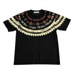 Threebooy  Korean Style Fashion Printed Spring Summer Niche Short-sleeved T-shirt Black Loose Men Round Neck Light Luxury Short-sleeved