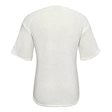 Threebooy Mens Hollow Casual Knitted Tops Genderless 2024 Summer New Fashion Vacation White Loose Breathable Short Sleeve T-Shirt Unisex