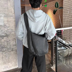 Threebooy  Vintage Ins Casual Crossbody Large Capacity Single Shoulder Tote Bags Washed Pleated Leather Bags