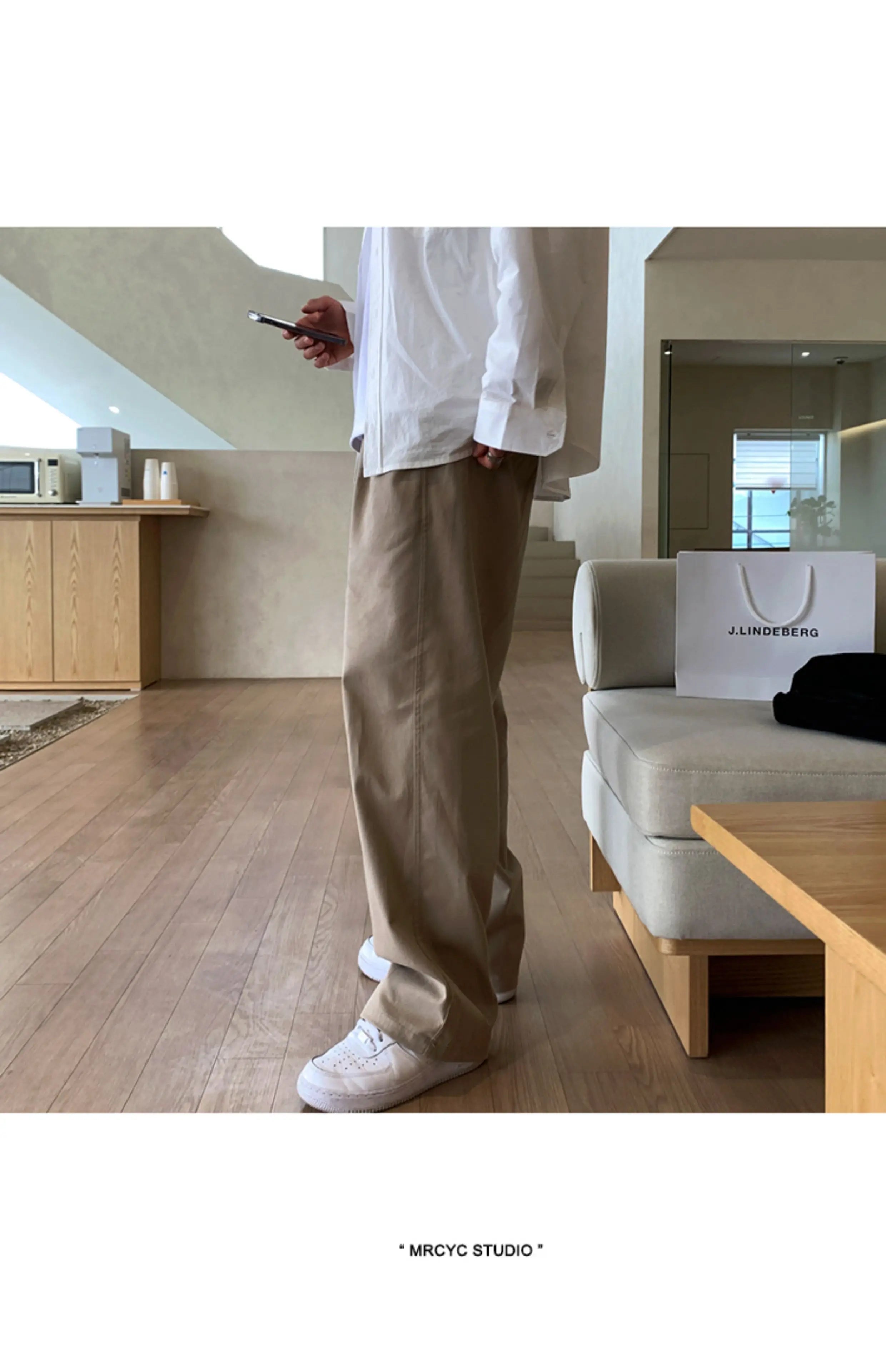 Threebooy Korean Style High-end Straight-leg Casual Pants Men's Spring Summer Loose Trousers American 2025 New Trendy Wide-leg Pants Chic
