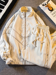 Threebooy American Hip Hop Tracksuit Spring Autumn Trendy Sportswear Jacket Men's Suit Korean Boys Handsome Casual Matching Two-piece Set