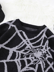 Threebooy  New Popular Autumn and Winter Spider Web Jacquard Pattern Pullover Sweater Casual Round Neck Knitted Men's Pullover