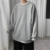 Threebooy Mens Casual Sweatshirts Hoodie Men Fake Two Pieces Oversized Japanese Streetwear Sweatshirts Man Harajuku O-Neck Hoodie