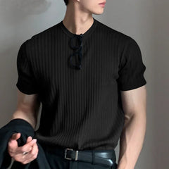 Threebooy  Summer Men's Clothing Light Luxury T Shirt Leisure Long Sleeve O Neck Drapped Solid Color Loose Basic Shirt Popular Knitwear