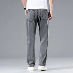 Threebooy  Summer New Men's Thin Baggy Jeans Office Business Casual Straight Denim Trousers High Waisted Versatile Casual Pants