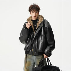Threebooy Autumn Winter High-end Winter Jacket New Style Fur Double-sided Integrated Leather Handsome Imitation Leather Fashion Jacket Men