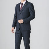 Threebooy Navy Blue Subtle Plaid Three-Piece Suits for men Original Design for Formal Occasions,Weddings elegant blazers