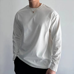 Threebooy  Round Neck Long-sleeved T-shirt Men's Autumn Winter Sports Solid Color Bottoming Shirt Top