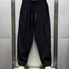 Threebooy  Spring Autumn New Fashion Cotton Hemp Solid Men's Clothing Loose Loose Korean Elastic Waist Chaopai Versatile Y2K Carrot Pants