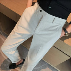 Threebooy  New Autumn and Winter Thick Striped Suit Pants Corduroy Casual Pants High-quality Slim Fit Business Office Formal Pants