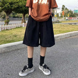 Threebooy Brown Corduroy Shorts Oversized Baggy Five Point Trousers Summer Korean Fashion Wide Leg  Ins Hip Hop Bottoms Men