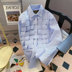 Threebooy  Trendy Long Sleeve Men's Shirt Laid-Back New Spring Stripe Woven Men's Wear Trendy Brand Casual Shirt For Men