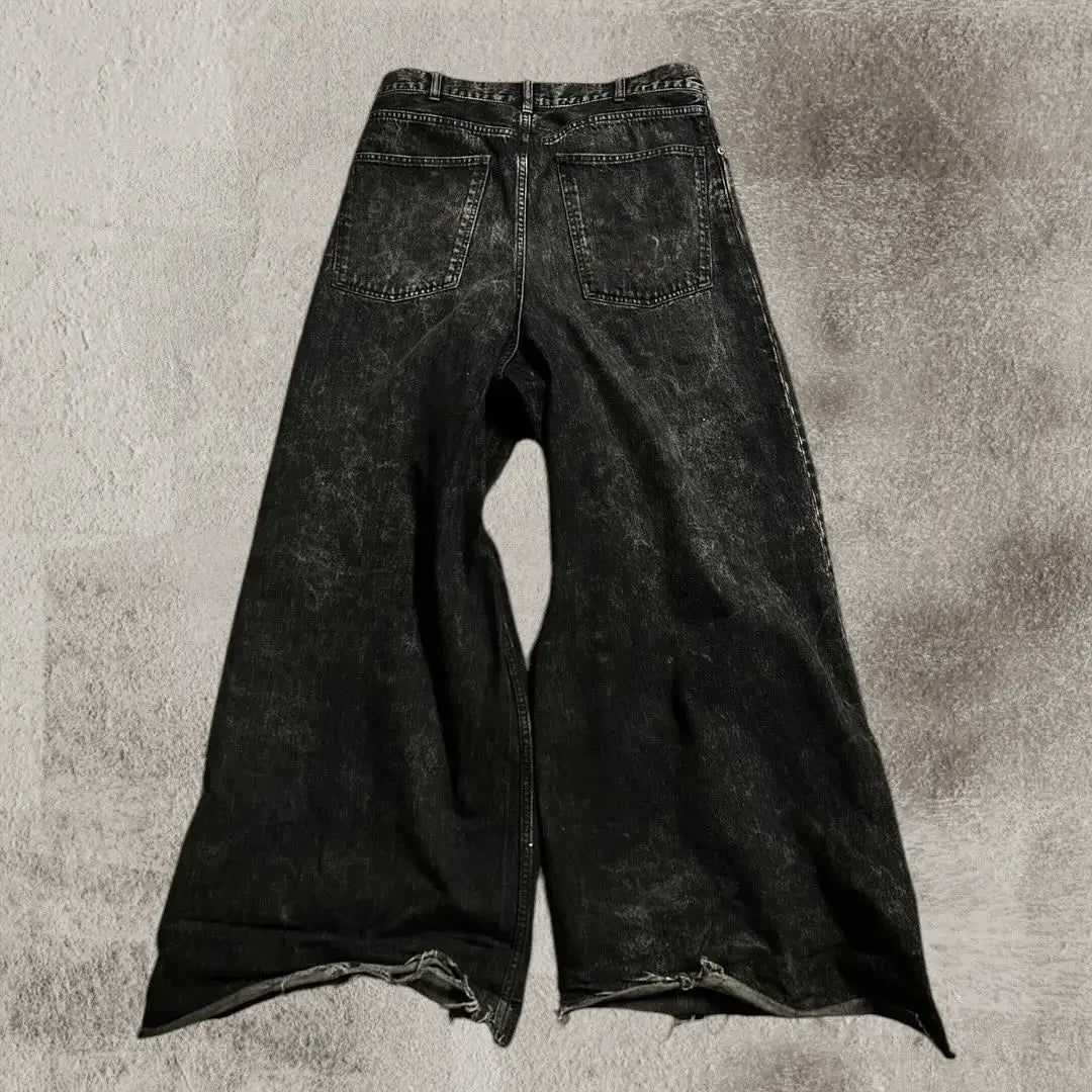 Threebooy Black Slouchy Jeans Goth Hip Hop Ripped Lots of Pockets Baggy Jeans Men and Women Harajuku Retro Y2k Denim Pants Streetwear Hot