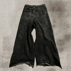 Threebooy Black Slouchy Jeans Goth Hip Hop Ripped Lots of Pockets Baggy Jeans Men and Women Harajuku Retro Y2k Denim Pants Streetwear Hot
