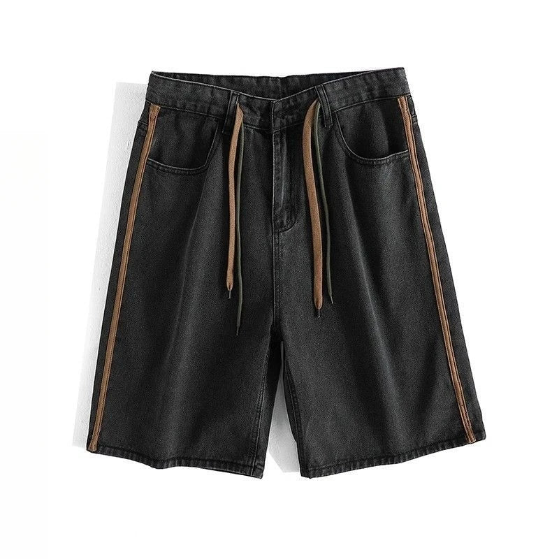 Threebooy Japanese Fashion Trend Washing Retro Denim Shorts Men Korean Version of Summer High Street Pants Loose Five-point Mid-size Pants
