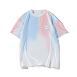 Threebooy Gradient Color Short-sleeved T-shirt Thin Fashion Simple Breathable Tshirts Oversize Summer Men's Clothes Loose Casual Tops