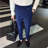 Threebooy Men Spring Business Formal Pants Solid Casual Korean Slim Fit Suit Pants Mens Wedding Social Trousers Plus Size 29-36