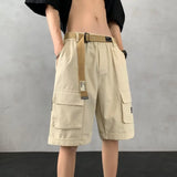 Threebooy  Men Cargo Shorts Streetwear Unisex Hip Hop Elastic Waist Short Pants