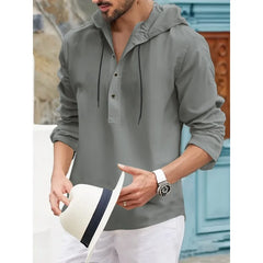 Threebooy  American Half Cardigan Jacket Summer Fashion Casual Jersey Hooded Long Sleeve Men's Top Shirt