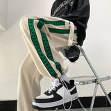 Threebooy Men's Sweatpants Black Male Sports Pants Straight Autumn and Winter Striped Trousers Plus Size Tracksuit Bottoms Y2k Baggy Big