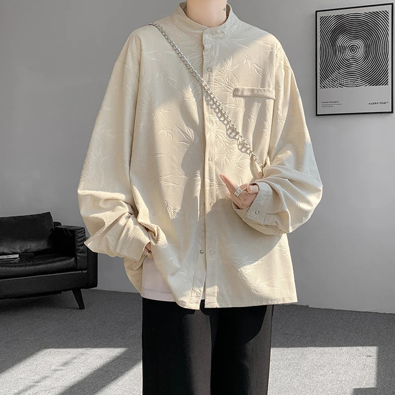 Threebooy Spring Summer Printed Long Sleeve Shirts Man Casual Oversize Blouse Fashion Male Cardigan Korean Clothing Plus Size 5XL-M