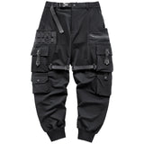 Threebooy Streetwear Cargo Pants Harajuku Hip Hop Joggers Men Oversized Techwear Pants Multi Pockets Harem Pencil Trousers Black