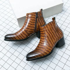 Threebooy  British Style Men's Business Short Boots High-end Banquet Dress Boots Winter Men's Fashionable High Top Shoes Pointed Toe Boots