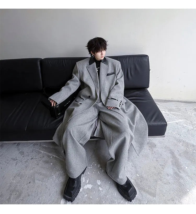 Threebooy Men's Luxurious Oversized Coat & Trousers 2-Piece Set