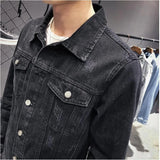 Threebooy Autumn Slim Men Denim Jacket Stretch Retro Motorcycle Punk Streetwear Fashion Skateboard Youth Jeans Jacket Plus Size 5XL