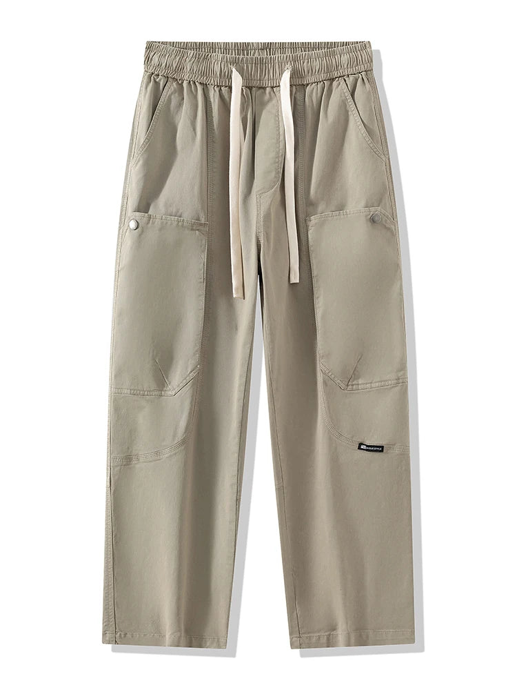 Threebooy Autumn New Cargo Pants Men with 5 Pockets 100% Cotton Workwear Wide Leg Baggy Pants Casual Straight Trousers Plus Size 8XL