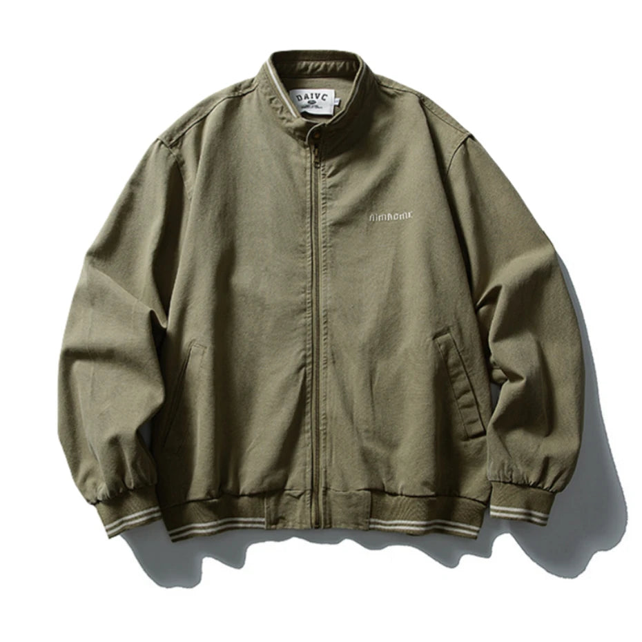 Threebooy Vintage Embroidery Cargo Jacket Mens Streetwear Punk Y2k Casual Coats Oversized Harajuku Loose Hip Hop Zip Up Jackets Male