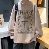 Threebooy Spring Autumn New Men's Loose Sweatshirt Gothic Wear American Printed Long-sleeved Tshirt Hip Hop Round Neck Sweatshirts