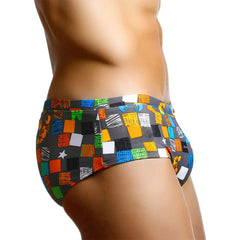 Threebooy  Sexy Summer Men Swimwear Swimsuits Square Graffiti Surf Swim Boxer Briefs Bikini Shorts Beach Trunks Boardshorts Brazilian Cut