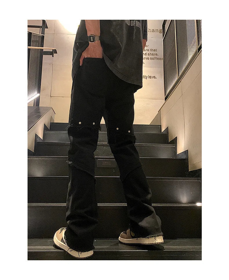 Threebooy New Spring Jeans Loose-fit Straight-leg Sporty Workwear Pants Hong Style Washing Jeans For Men