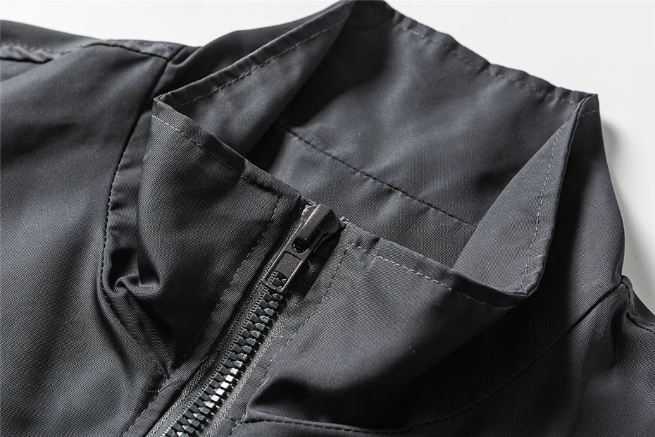 Vintage Letter Embroidery Bomber Jacket Men Streetwear Harajuku Splicing Cargo Coat Oversized Autumn New Loose Casual Jacket